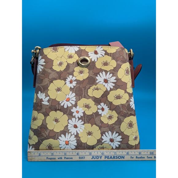 COACH FLORAL DAISY PRINT C9722 WILLOW BUCKET BAG SIG CANVAS TAN/RUST $395 - Picture 14 of 16